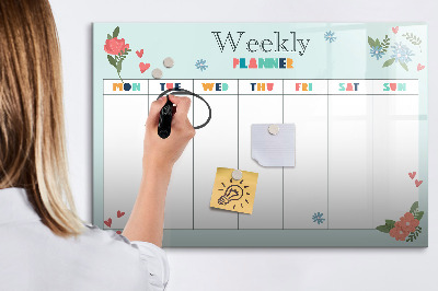 Tableau effaçable magnétique Agenda hebdomadaire avec espace pour photos