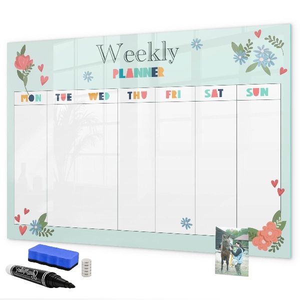 Tableau effaçable magnétique Agenda hebdomadaire avec espace pour photos