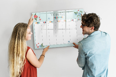Tableau effaçable magnétique Agenda hebdomadaire avec espace pour photos