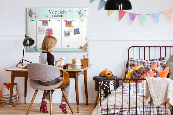 Tableau effaçable magnétique Agenda hebdomadaire avec espace pour photos