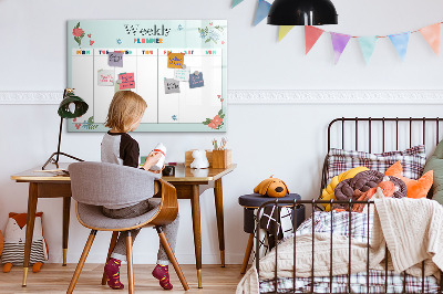 Tableau effaçable magnétique Agenda hebdomadaire avec espace pour photos