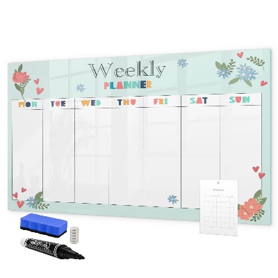 Tableau effaçable magnétique Agenda hebdomadaire avec espace pour photos