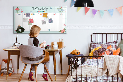 Tableau effaçable magnétique Agenda hebdomadaire avec espace pour photos
