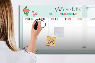 Tableau effaçable magnétique Agenda hebdomadaire avec espace pour photos