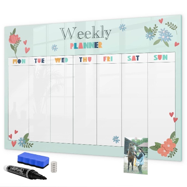 Tableau effaçable magnétique Agenda hebdomadaire avec espace pour photos