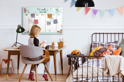 Tableau effaçable magnétique Agenda hebdomadaire avec espace pour photos
