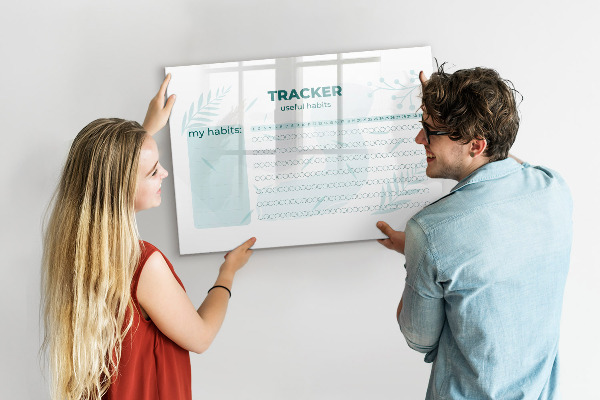 Tableau magnétique effaçable Suivre au quotidien les habitudes utiles