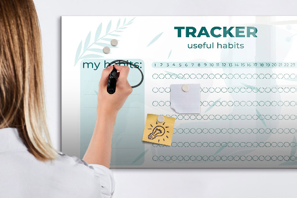 Tableau magnétique effaçable Suivre au quotidien les habitudes utiles