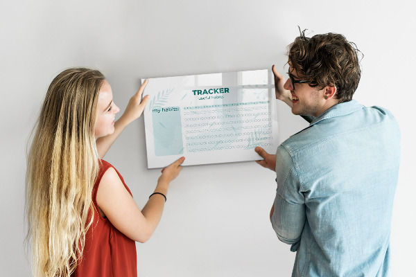 Tableau magnétique effaçable Suivre au quotidien les habitudes utiles