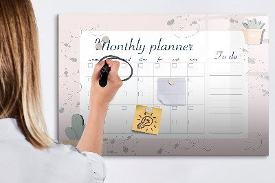 Tableau magnétique effaçable Agenda mensuel avec espace pour photos