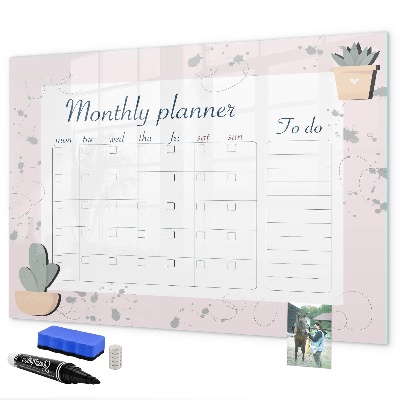 Tableau magnétique effaçable Agenda mensuel avec espace pour photos