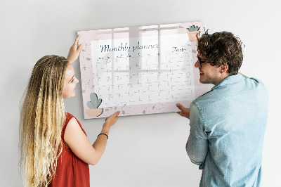 Tableau magnétique effaçable Agenda mensuel avec espace pour photos
