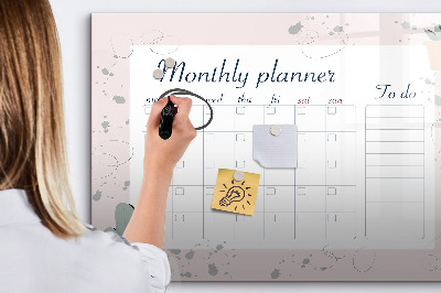 Tableau magnétique effaçable Agenda mensuel avec espace pour photos