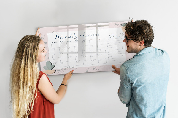 Tableau magnétique effaçable Agenda mensuel avec espace pour photos