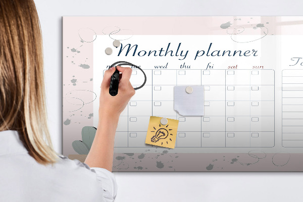 Tableau magnétique effaçable Agenda mensuel avec espace pour photos