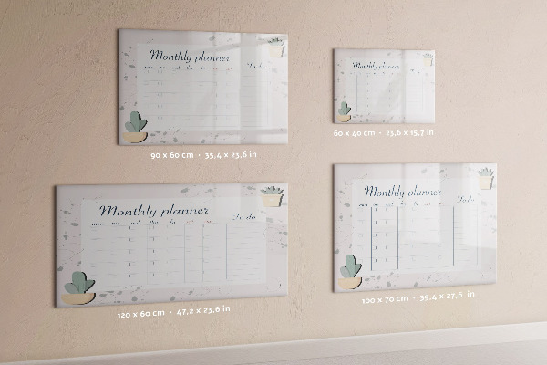 Tableau magnétique effaçable Agenda mensuel avec espace pour photos