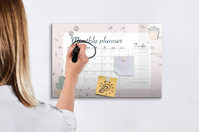 Tableau magnétique effaçable Agenda mensuel avec espace pour photos