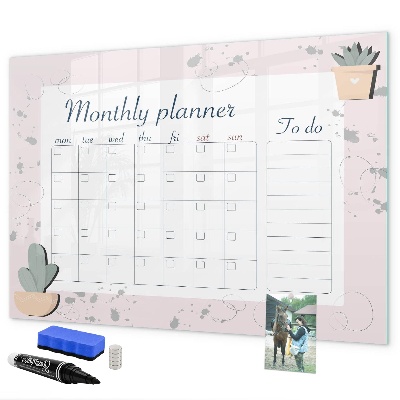 Tableau magnétique effaçable Agenda mensuel avec espace pour photos