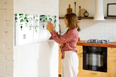 Tableau magnétique effaçable Feuilles vertes et photos sur le mur