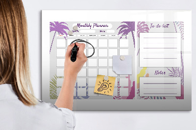 Tableau effaçable magnétique Agenda mensuel avec espace pour photos