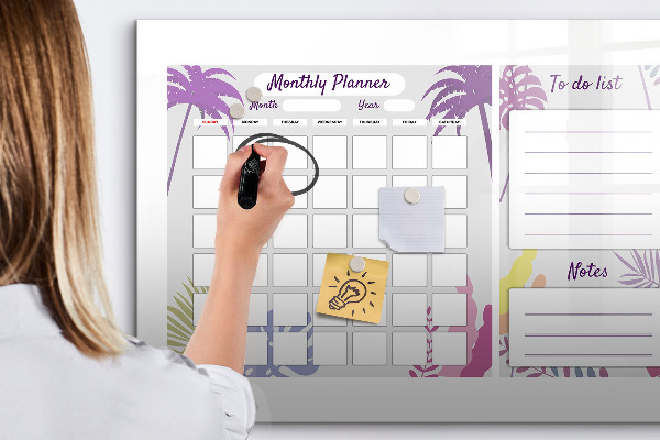 Tableau effaçable magnétique Agenda mensuel avec espace pour photos