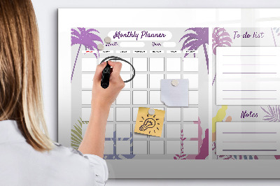 Tableau effaçable magnétique Agenda mensuel avec espace pour photos