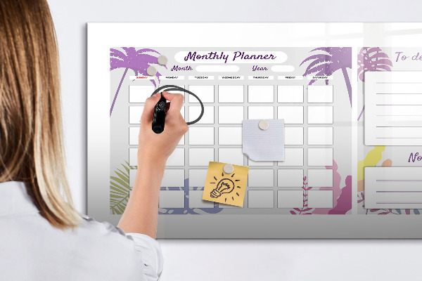 Tableau effaçable magnétique Agenda mensuel avec espace pour photos