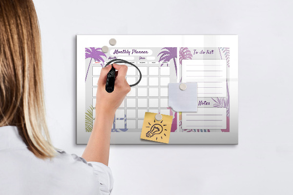Tableau effaçable magnétique Agenda mensuel avec espace pour photos