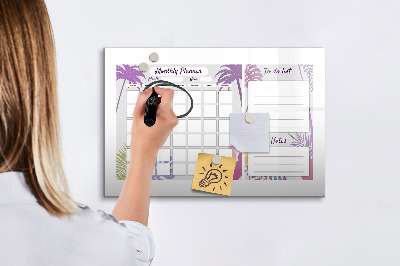 Tableau effaçable magnétique Agenda mensuel avec espace pour photos