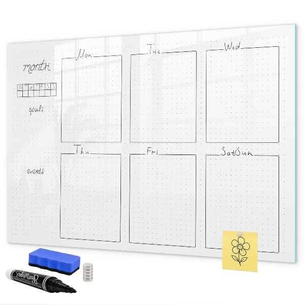 Tableau magnétique effaçable Agenda mensuel avec espace pour photos