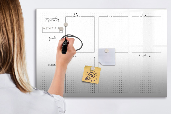 Tableau magnétique effaçable Agenda mensuel avec espace pour photos