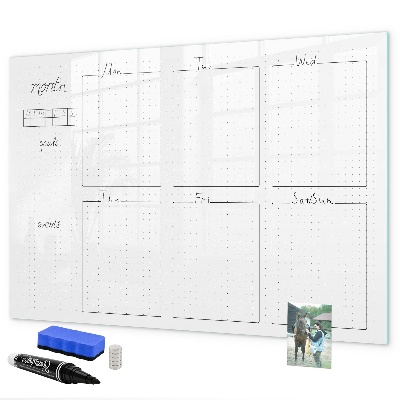 Tableau magnétique effaçable Agenda mensuel avec espace pour photos