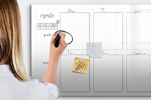 Tableau magnétique effaçable Agenda mensuel avec espace pour photos