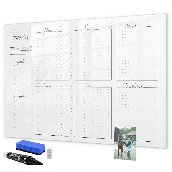 Tableau magnétique effaçable Agenda mensuel avec espace pour photos