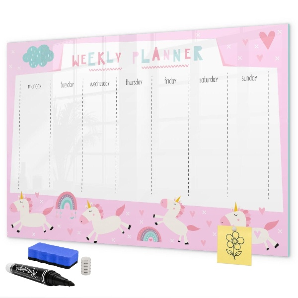 Tableau effaçable magnétique Agenda hebdomadaire Licorne