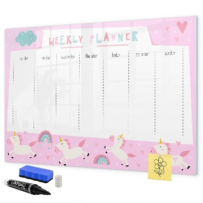 Tableau effaçable magnétique Agenda hebdomadaire Licorne