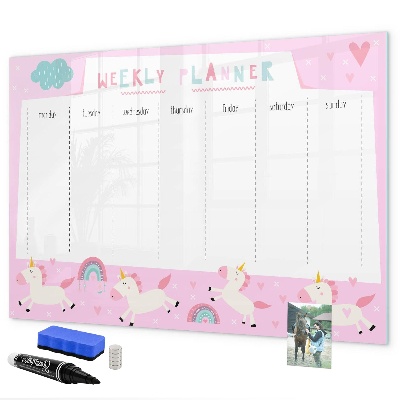 Tableau effaçable magnétique Agenda hebdomadaire Licorne