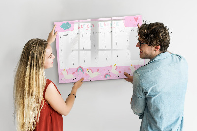 Tableau effaçable magnétique Agenda hebdomadaire Licorne