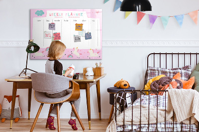 Tableau effaçable magnétique Agenda hebdomadaire Licorne