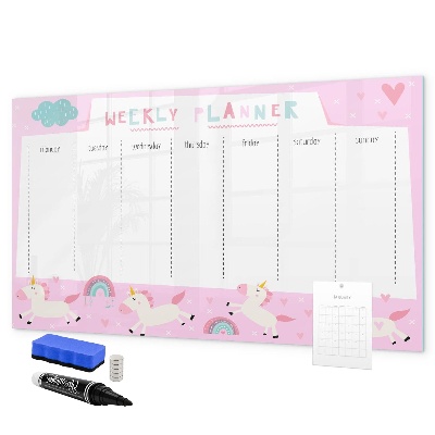 Tableau effaçable magnétique Agenda hebdomadaire Licorne