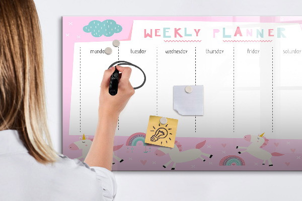 Tableau effaçable magnétique Agenda hebdomadaire Licorne