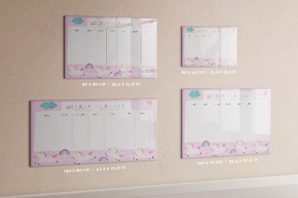 Tableau effaçable magnétique Agenda hebdomadaire Licorne
