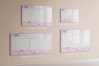 Tableau effaçable magnétique Agenda hebdomadaire Licorne
