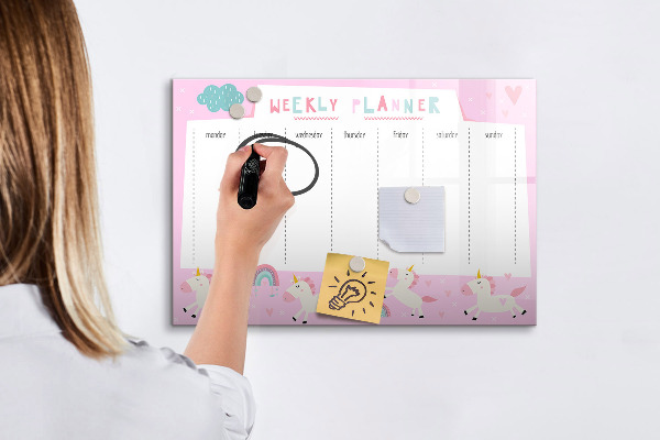 Tableau effaçable magnétique Agenda hebdomadaire Licorne