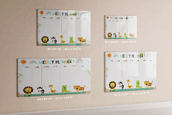 Tableau magnétique effaçable Agenda hebdomadaire sur le thème des animaux