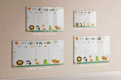Tableau magnétique effaçable Agenda hebdomadaire sur le thème des animaux
