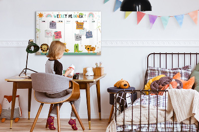 Tableau magnétique effaçable Agenda hebdomadaire sur le thème des animaux