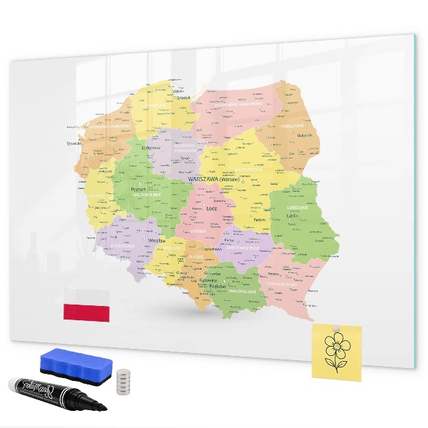 Tableau magnétique effaçable Carte interactive de la Pologne pour la personnalisation