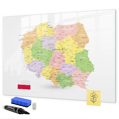 Tableau magnétique effaçable Carte interactive de la Pologne pour la personnalisation
