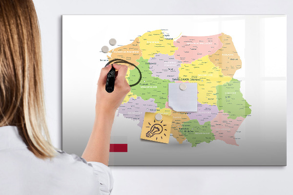 Tableau magnétique effaçable Carte interactive de la Pologne pour la personnalisation